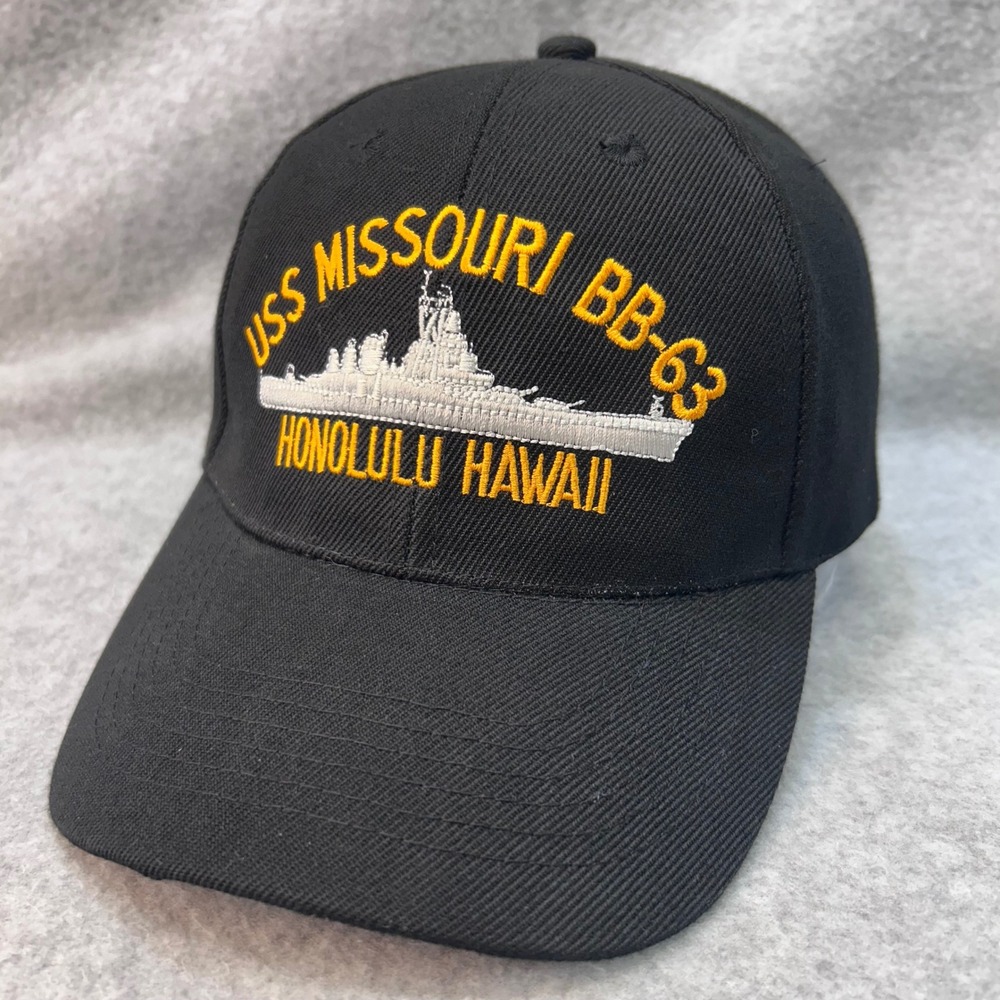 USS Missouri BB-63 Men Black Unbranded Baseball Cap Honolulu Hawaii OSFM